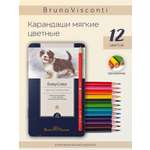 Карандаши цветные Bruno Visconti EasyColor в металлическом пенале 12 цветов