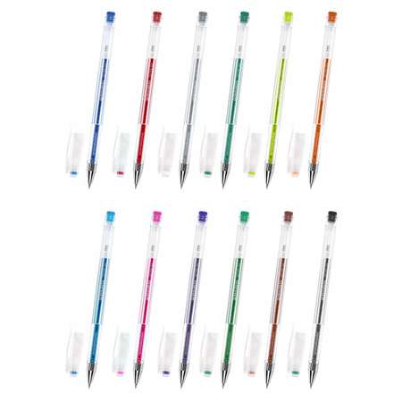 Ручки гелевые Brauberg цветные набор 12 цветов Блестки