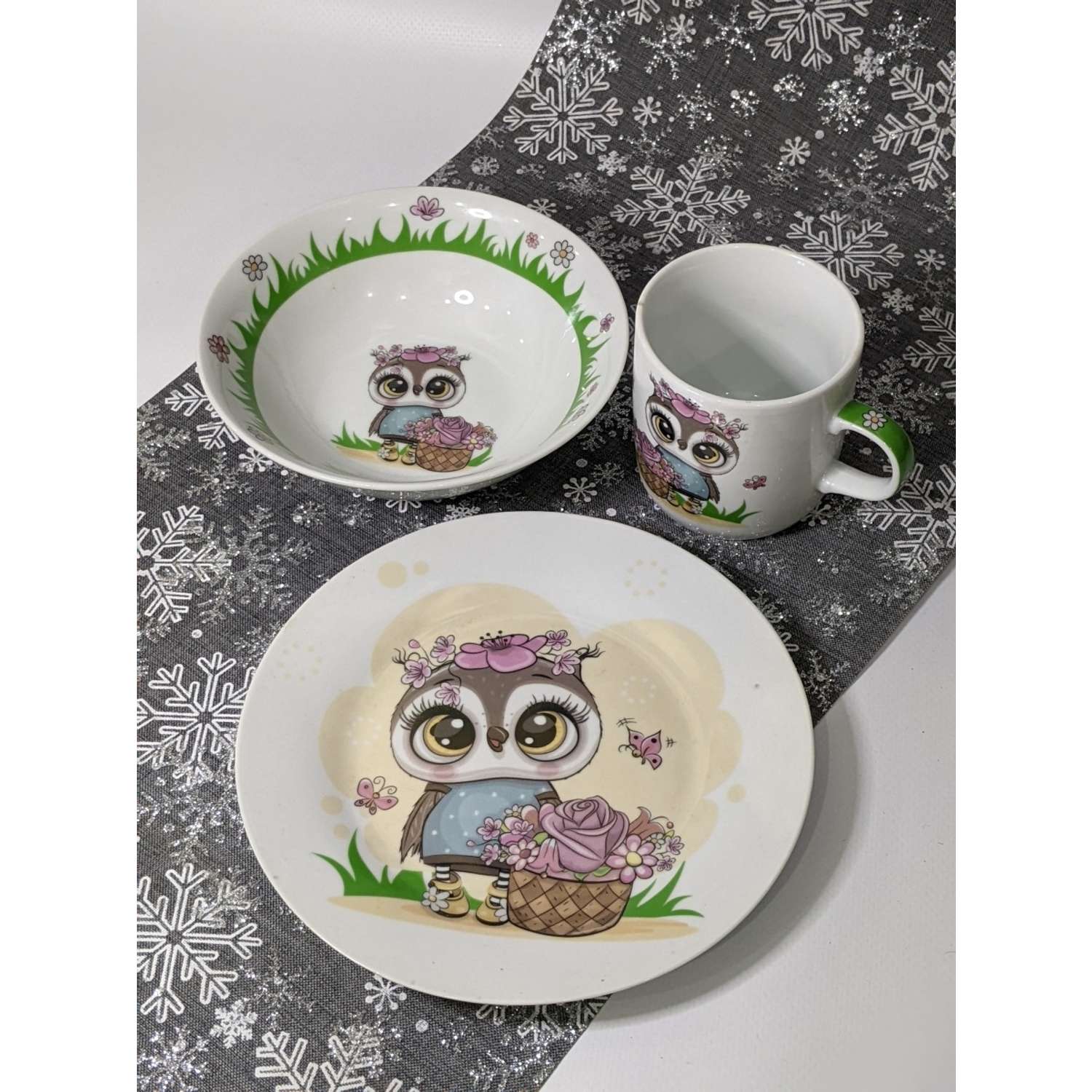 Набор детской посуды Daniks Цветочная сова 3 предмета С640 - фото 2
