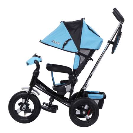 Велосипед трехколесный Moby kids Comfort 12x10 AIR CAR синий меланж с ручкой