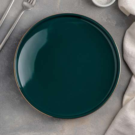 Тарелка Sima-Land керамическая обеденная «Изумруд» d=25 см цвет зелёный