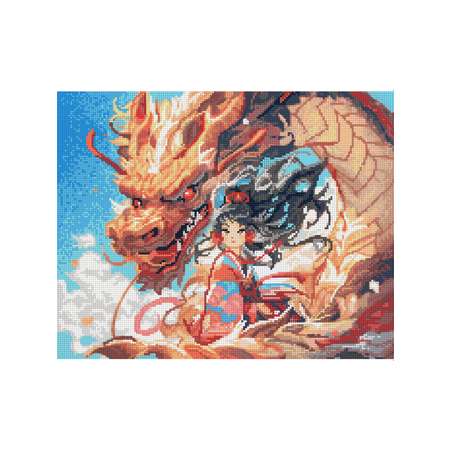Алмазная мозаика Art sensation холст на подрамнике 40х50 см Девушка и дракон