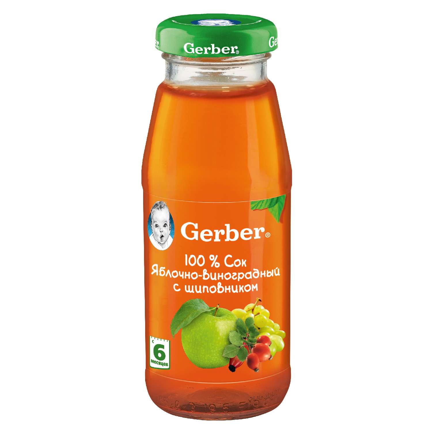 Сок Gerber яблоко-виноград-шиповник 0.175л - фото 1