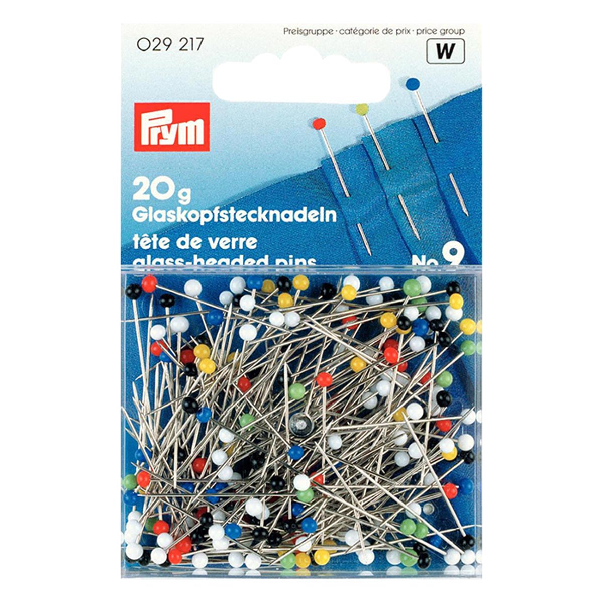 Булавки Prym стальные для шитья и рукоделия со стеклянной головкой №9 20 гр разноцветные 029217 - фото 3