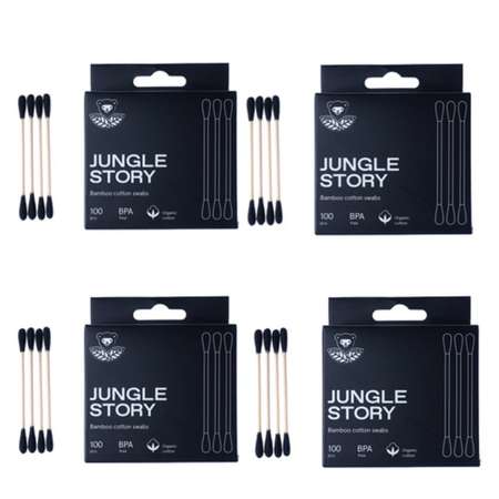 Палочки ватные Jungle Story Бамбуковые черные 400 шт