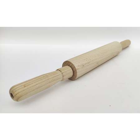 Скалка деревянная Хозяюшка из массива бука с вращающимися ручками 425 мм D-43 мм