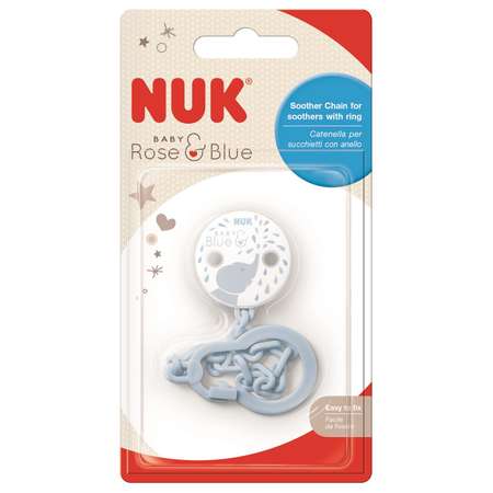 Клипса для пустышки Nuk Baby Blue Слоник с цепочкой 10750558