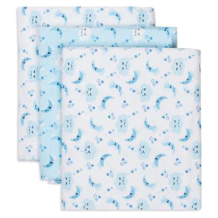 Пеленки фланелевые Чудо-чадо для новорожденных «ЗасыпайКа» 90х120см голубой 3 шт