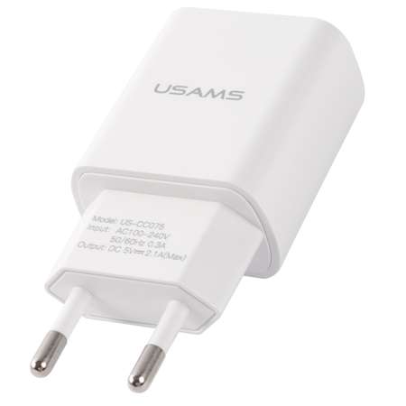 Сетевое ЗУ USAMS Модель T21 Charger kit 1 USB T18 2.1A + кабель Type-C 1m белый