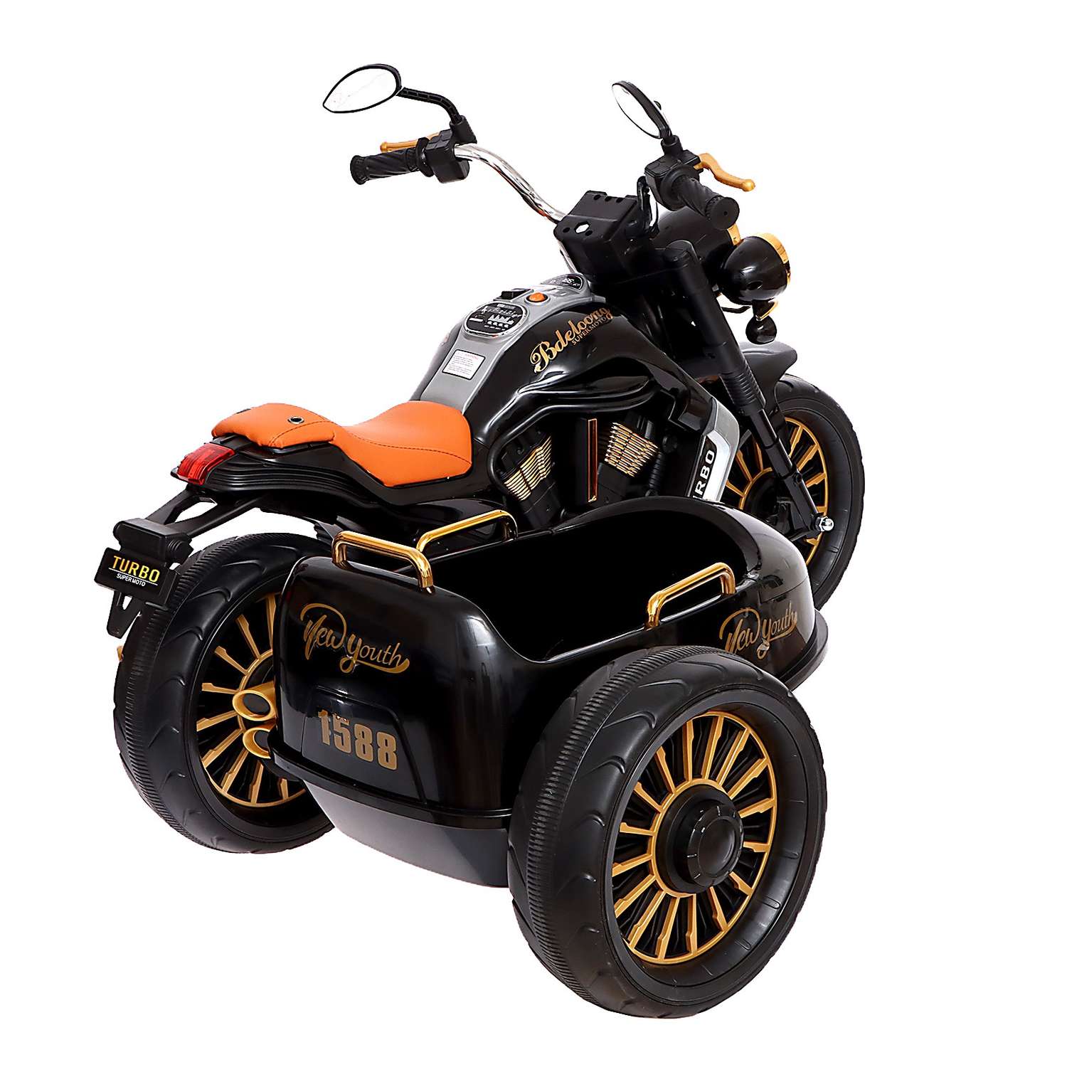 Электромобиль Sima-Land «Мотоцикл Чоппер» с коляской EVA цвет чёрный - фото 6