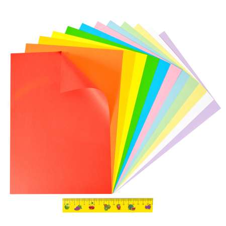Цветная бумага А4 Каляка-Маляка 2-сторонняя 12 цветов 12 листов