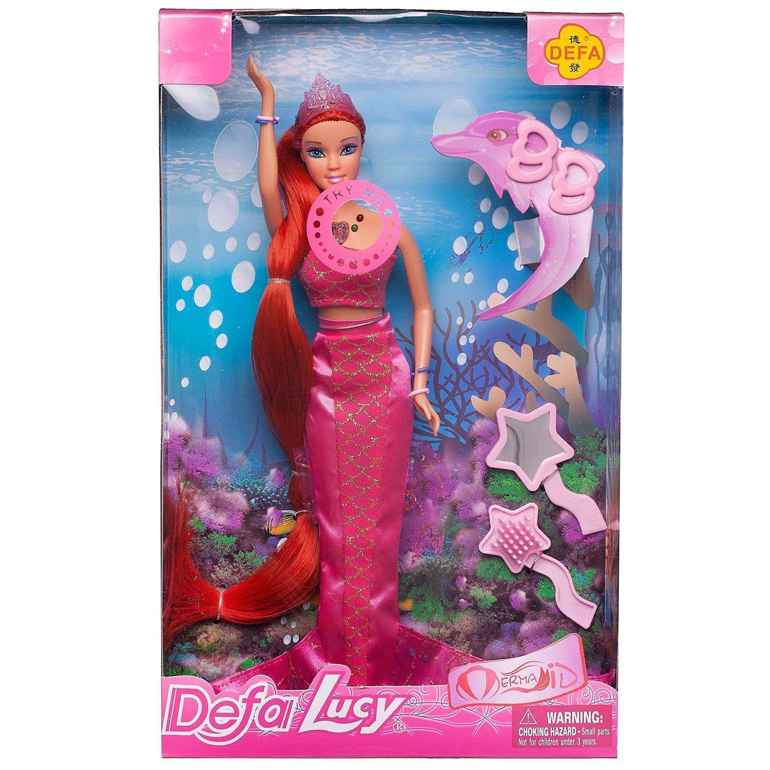 Игровой набор ABTOYS Кукла Defa Lucy Русалочка с игровыми предметами на батарейках 8230d/розовое - фото 1