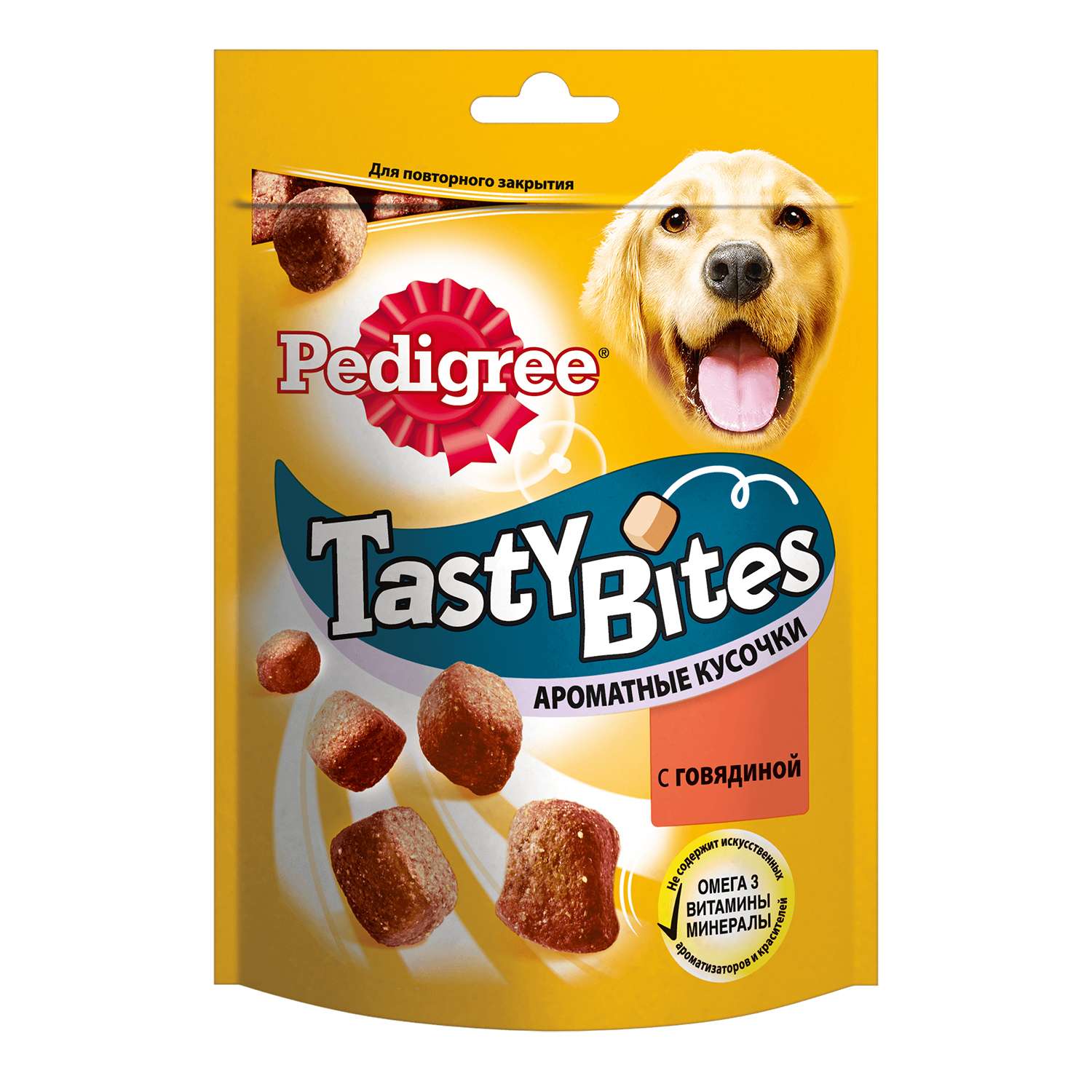 Лакомство для собак Pedigree Tasty Bites ароматные кусочки с говядиной 130г - фото 1