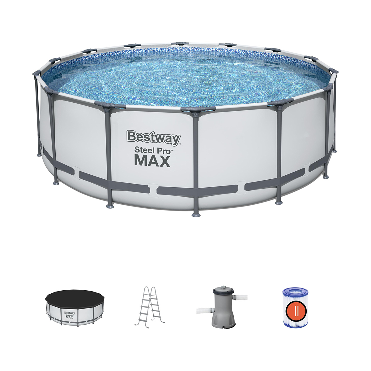 Бассейн каркасный Bestway Steel Pro Max с фильтр-насосом и лестницей 427x122 см 15232 л - фото 1