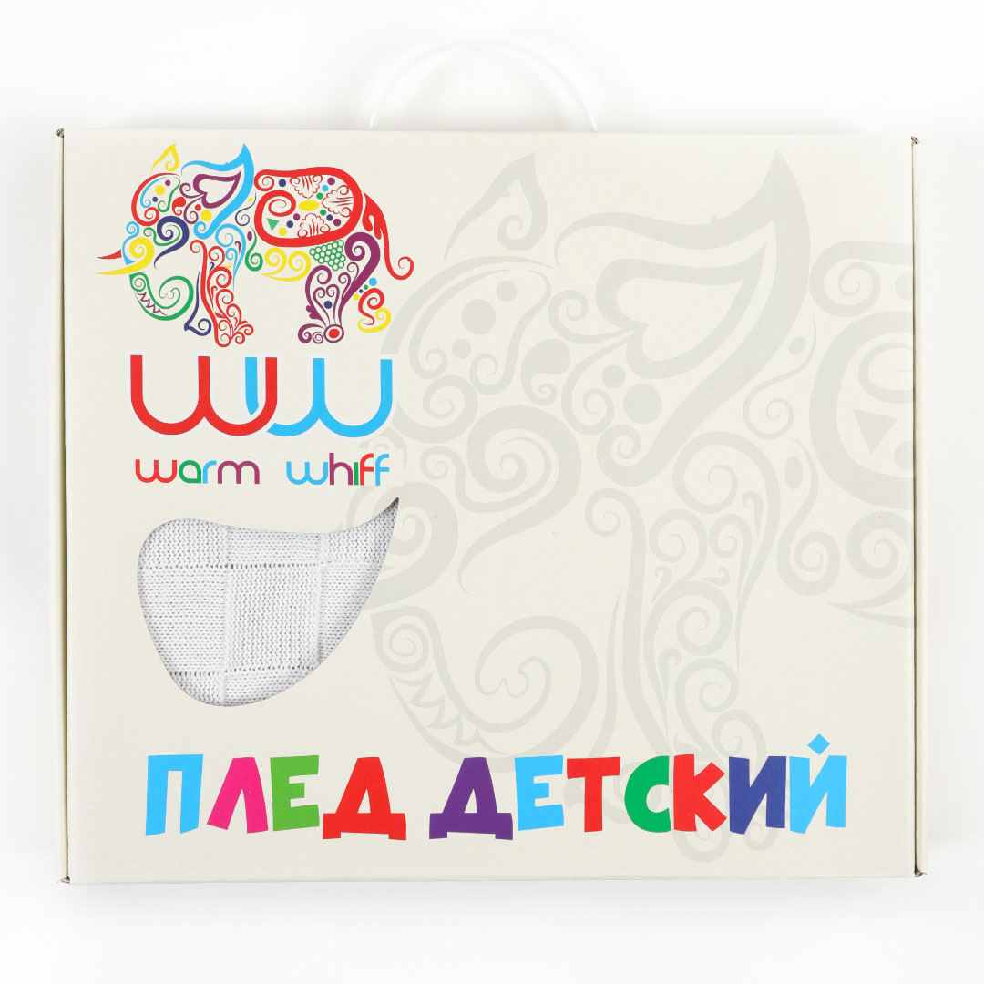 Плед-покрывало детский вязаный WARM WHIFF D-08 белый конверт на выписку одеяло в коляску в кроватку на лето 90x110 - фото 7