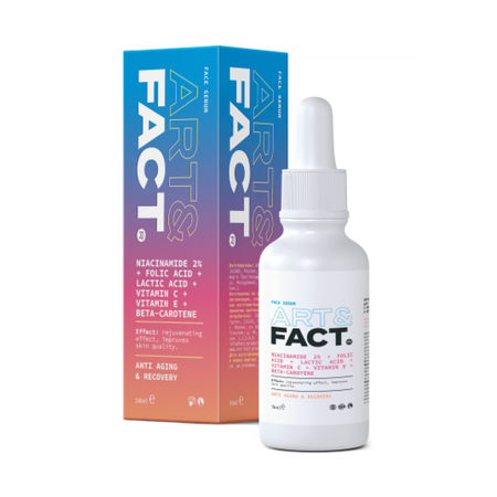 Сыворотка для лица ARTFACT. витаминная с ниацинамидом фолиевой и молочной кислотой витаминами и бета-каротином 30 мл