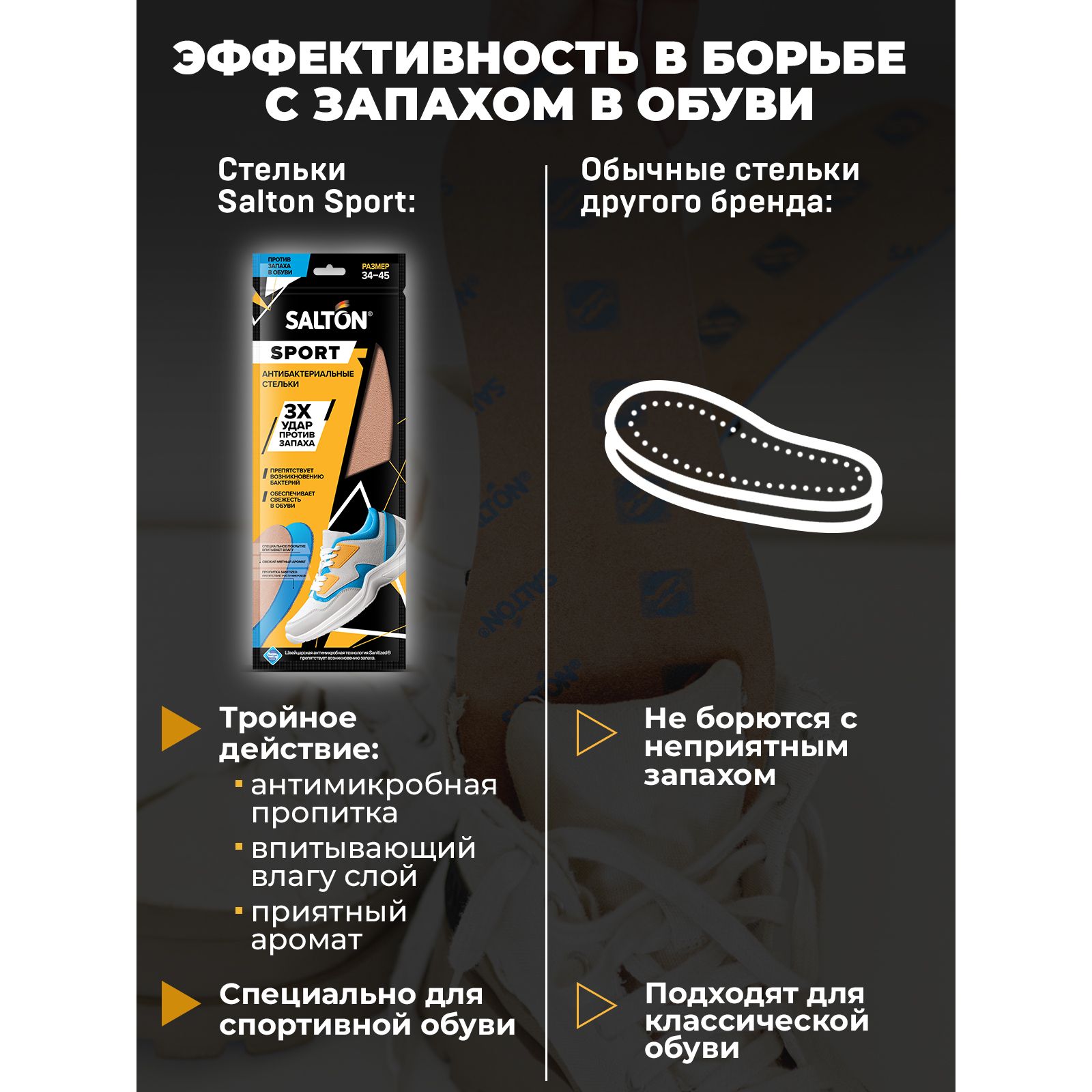 Стельки антибактериальные Salton Sport 53/02 - фото 7