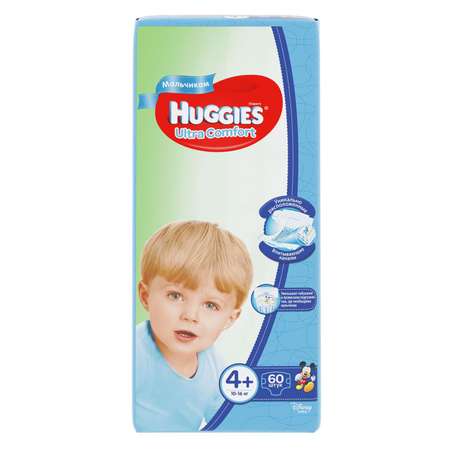 Подгузники для мальчиков Huggies Ultra Comfort 4+ 10-16кг 60шт