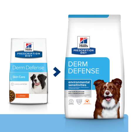Корм для собак HILLS 2кг Prescription Diet Derm Defense Skin Care для здоровья кожи и при аллерии с курицей сухой