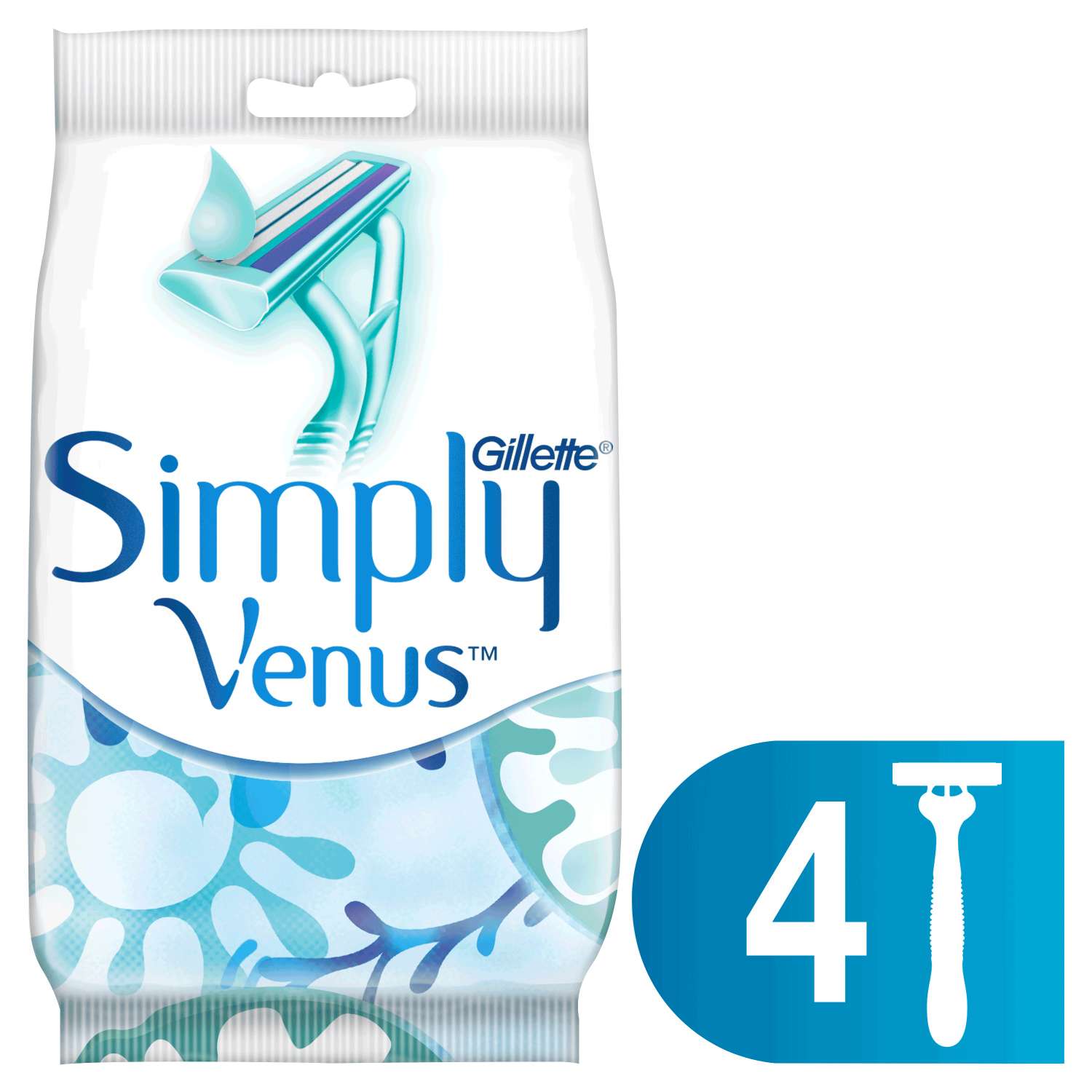 Бритвы одноразовые для женщин Gillette Simply Venus 2 4шт - фото 1