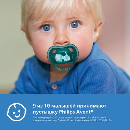 Пустышка Philips Avent Ultra air SCF349/18 с футляром для хранения и стерилизации 18месяцев+ 2шт