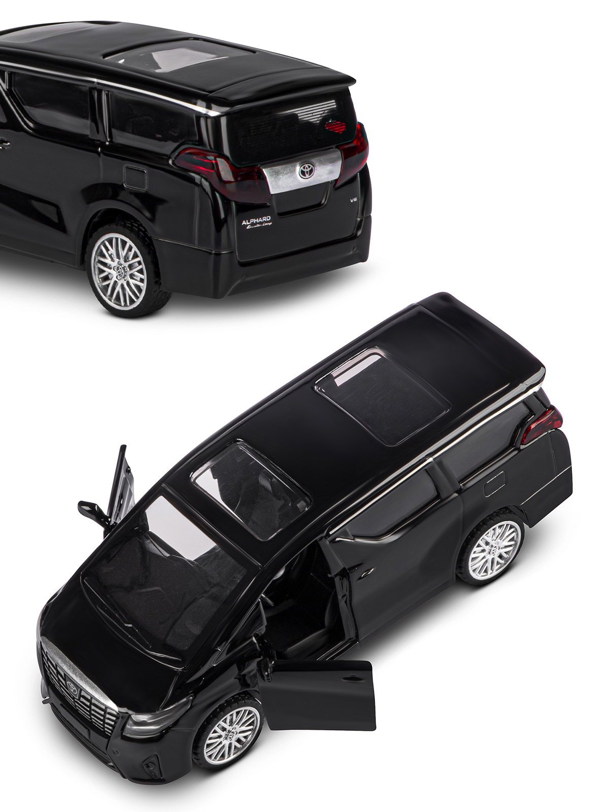 Автомобиль АВТОпанорама Toyota Alphard 1:43 черный JB1251594 - фото 8