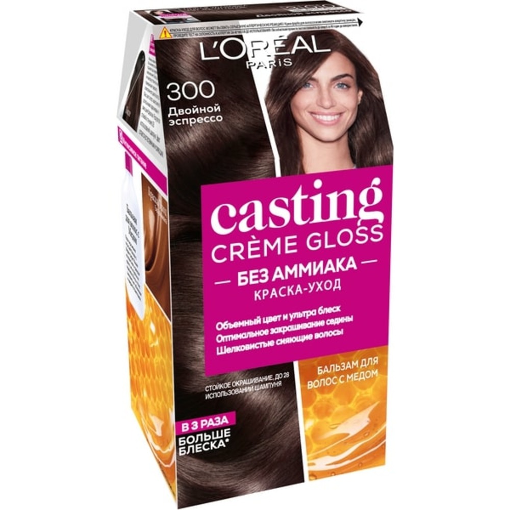 Краска для волос LOREAL Casting Creme Gloss без аммиака оттенок 300 Двойной  Эспрессо купить по цене 759 ₽ в интернет-магазине Детский мир