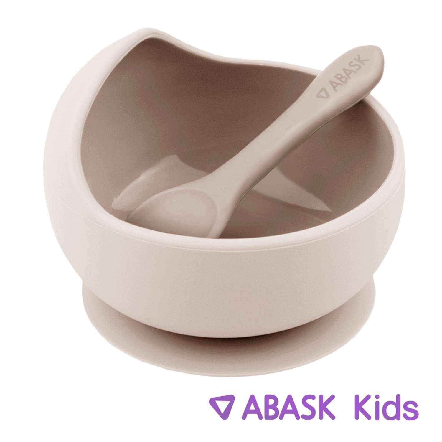 Силиконовая тарелка с ложкой ABASK vanilla - фото 1