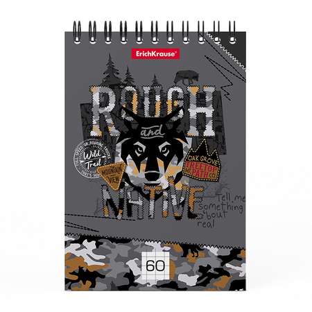 Блокнот ErichKrause Rough Native на спирали А6 Клетка 60л 49671