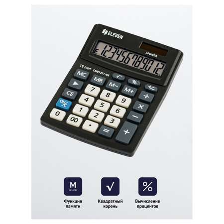 Калькулятор Eleven Business Line CMB1201-BK 12 разрядов двойное питание 102*137*31мм черный