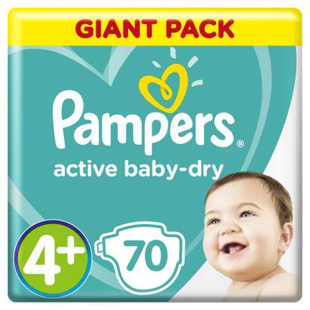 Подгузники Pampers Active Baby-Dry 4+ 10-15кг 70шт