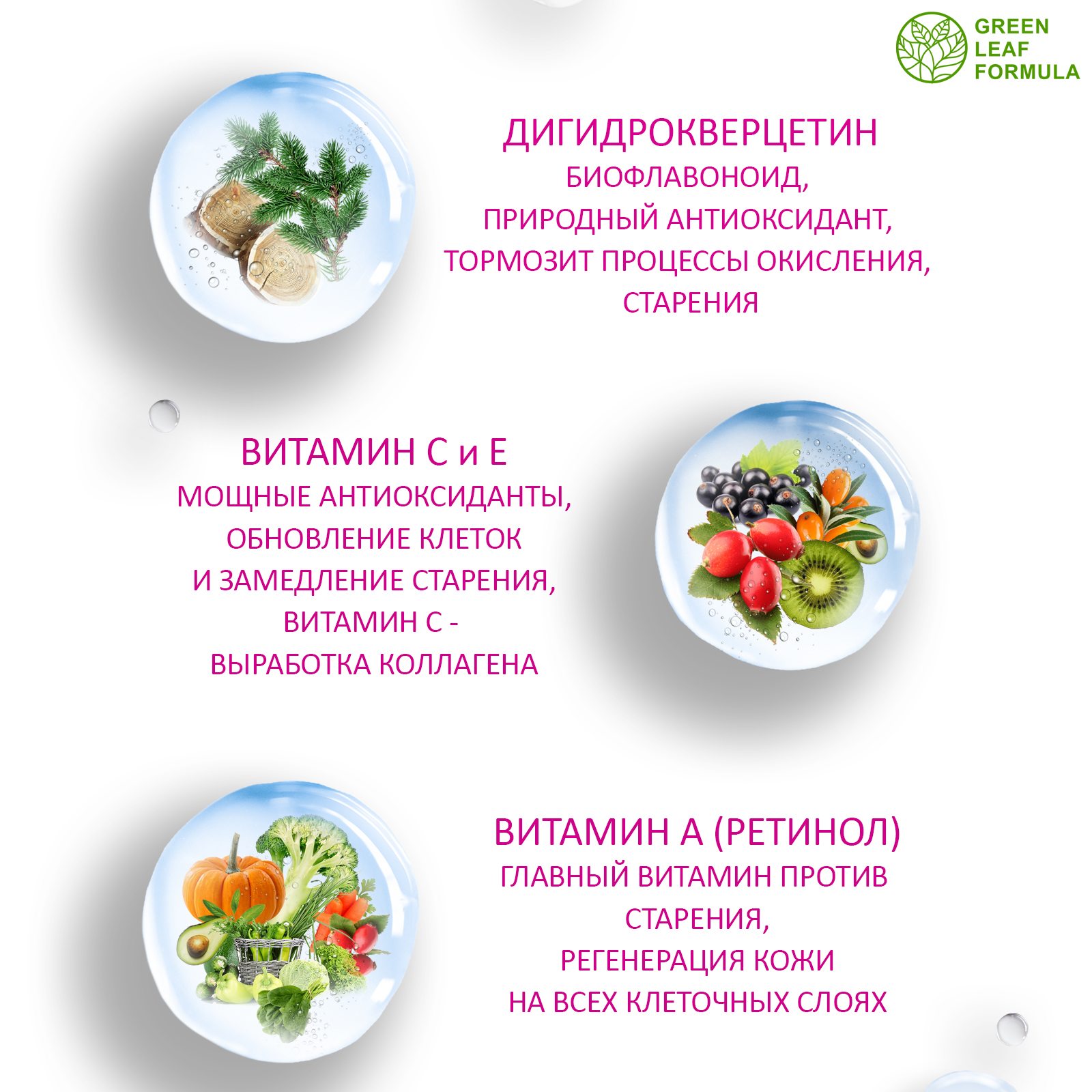 Комплекс ANTI-AGE Green Leaf Formula антиоксиданты витамины для кожи волос и ногтей - фото 4