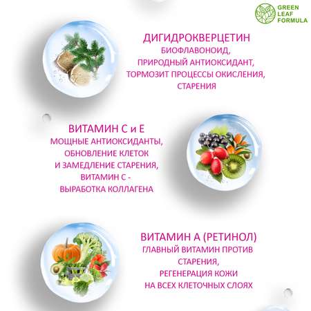 Комплекс ANTI-AGE Green Leaf Formula антиоксиданты витамины для кожи волос и ногтей