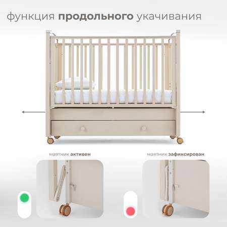 Детская кроватка Nuovita Perla Solo Swing прямоугольная, продольный маятник (слоновая кость)