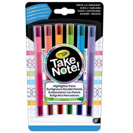 Фломастеры Crayola 6 двусторонних смываемых Take Note