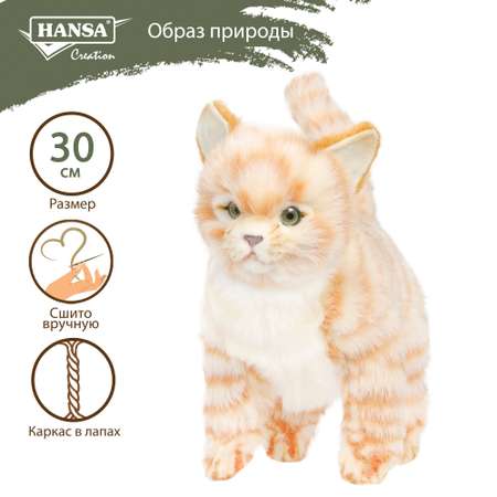 Реалистичная мягкая игрушка HANSA Котёнок стоящий рыжий 30 см