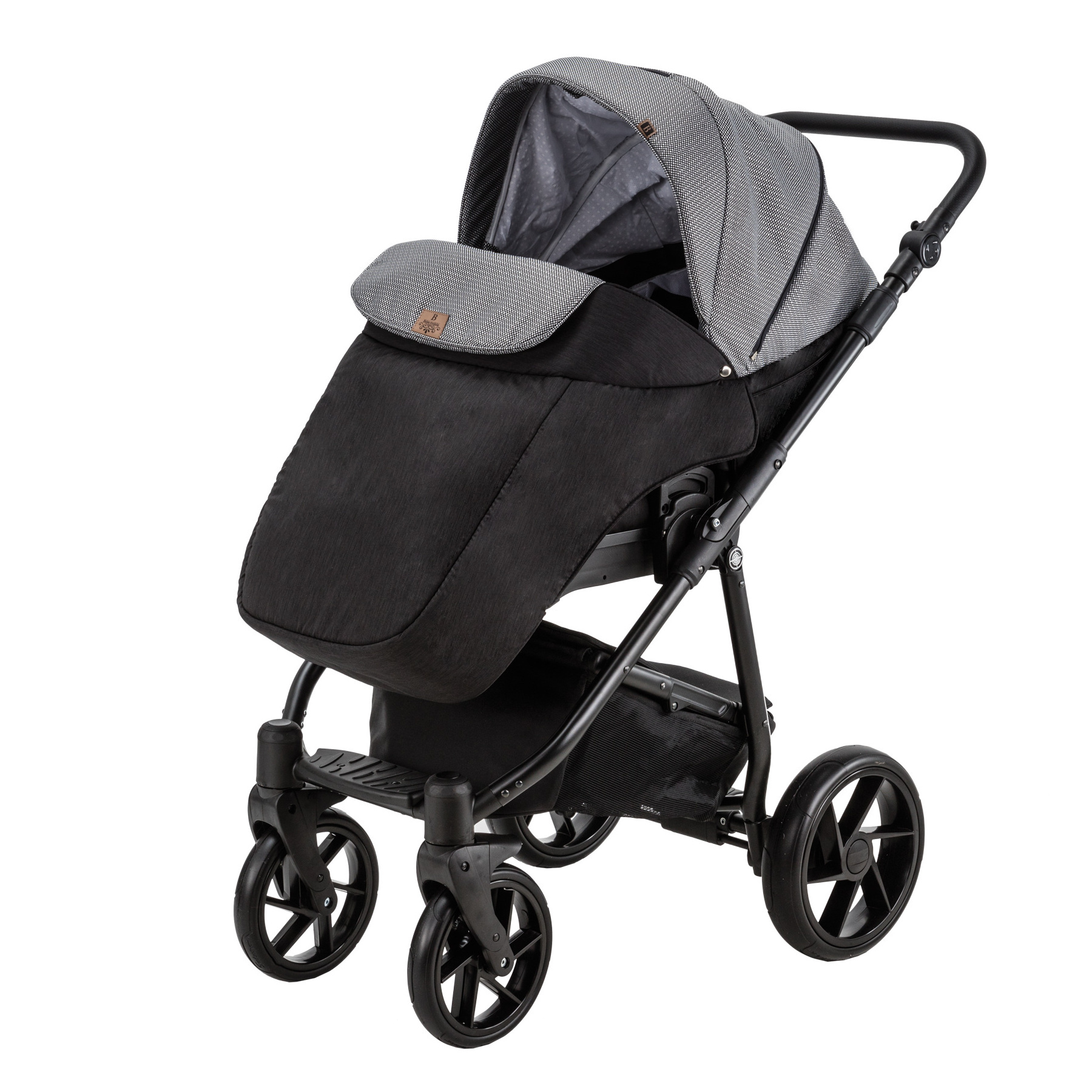 Коляска 3в1 BeBe-mobile Gusto Standart GU21 Черный-Черно-белые квадратики с блестками - фото 2