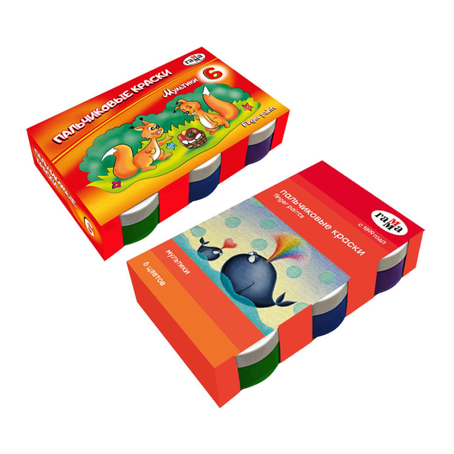 Краски пальчиковые Гамма Мультики классические 6 цветов 50 мл картон упаковка - фото 2