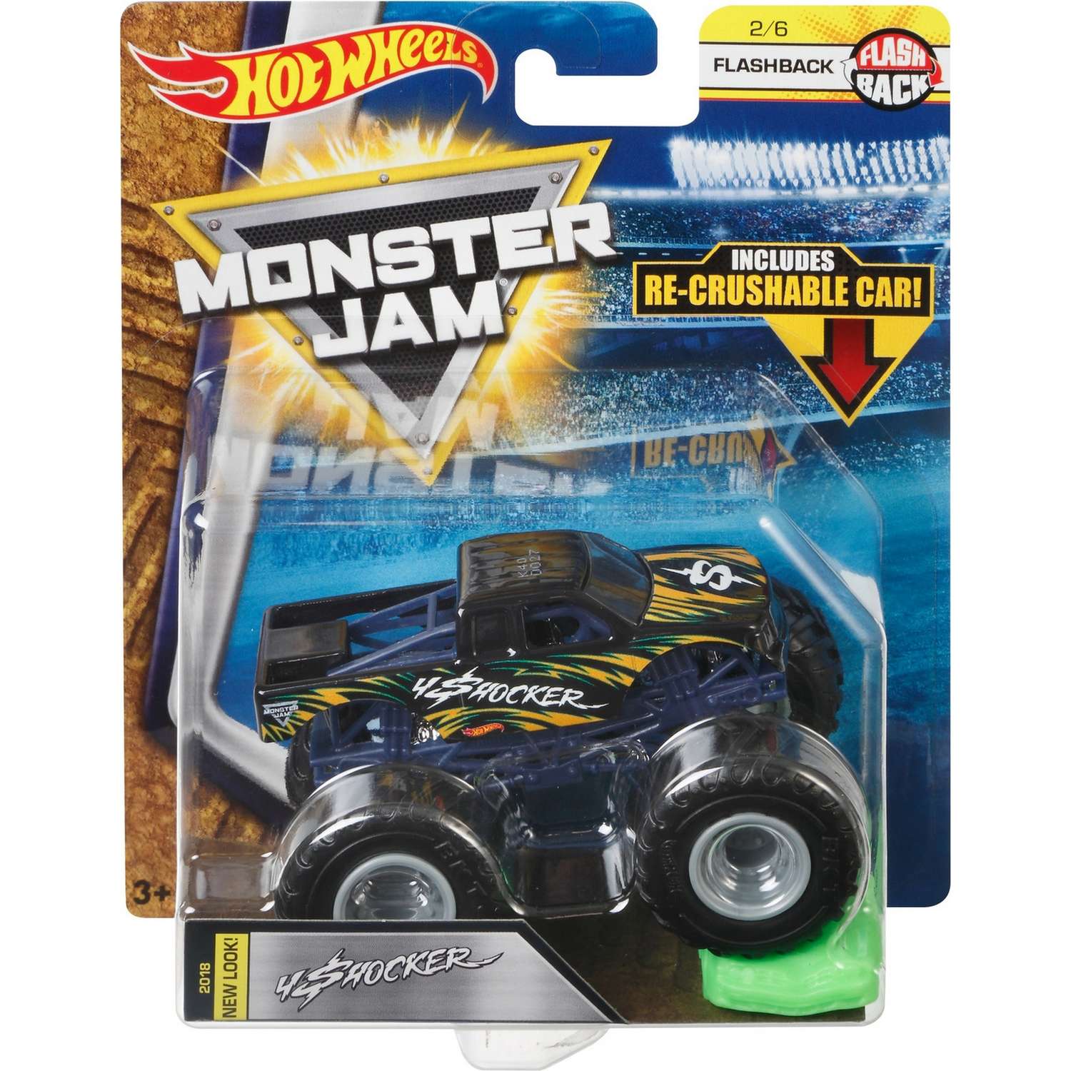 Машина Hot Wheels Monster Jam 1:64 Flashback Шокер FLW91 21572 - фото 2