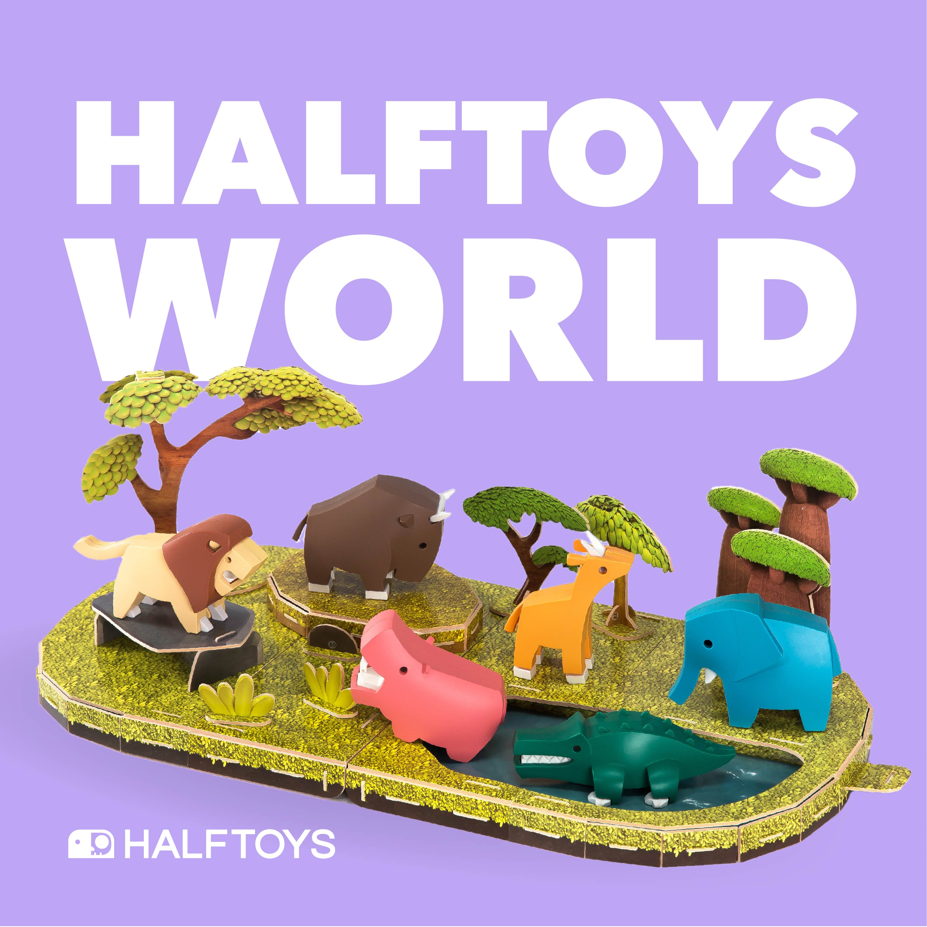 Набор фигурок HALFTOYS World Animal 5 шт. Лев/Импала/Слон/Бегемот/Крокодил  купить по цене 2595 ₽ в интернет-магазине Детский мир