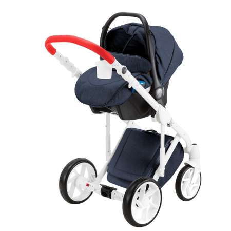 Коляска 3в1 BeBe-mobile Marconi Standart BE32 Темный Джинс+Красная кожаная отдлека