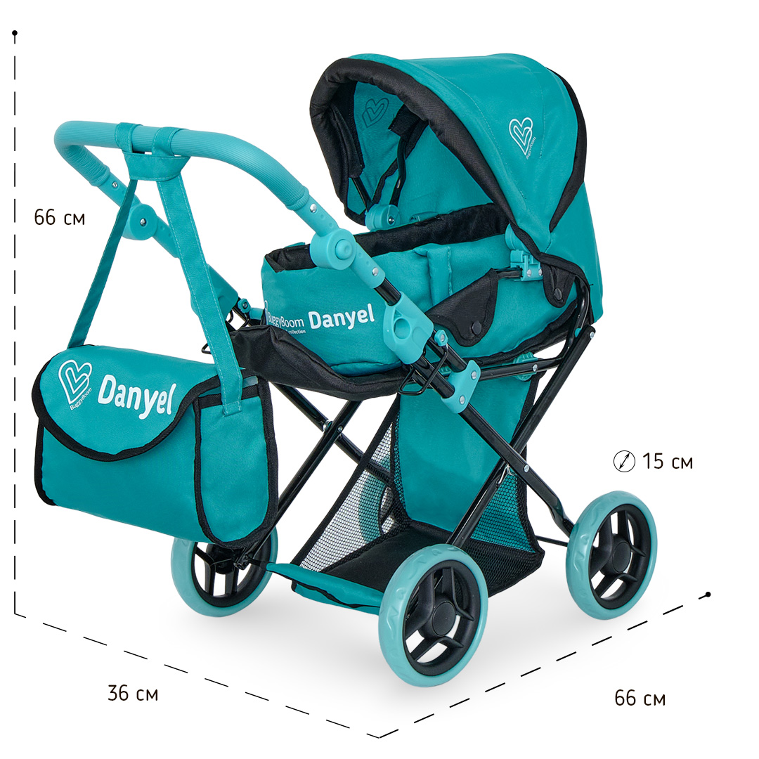 Коляска для кукол трансформер Buggy Boom с сумкой и съемной люлькой бирюзовая 8450-0625 - фото 2