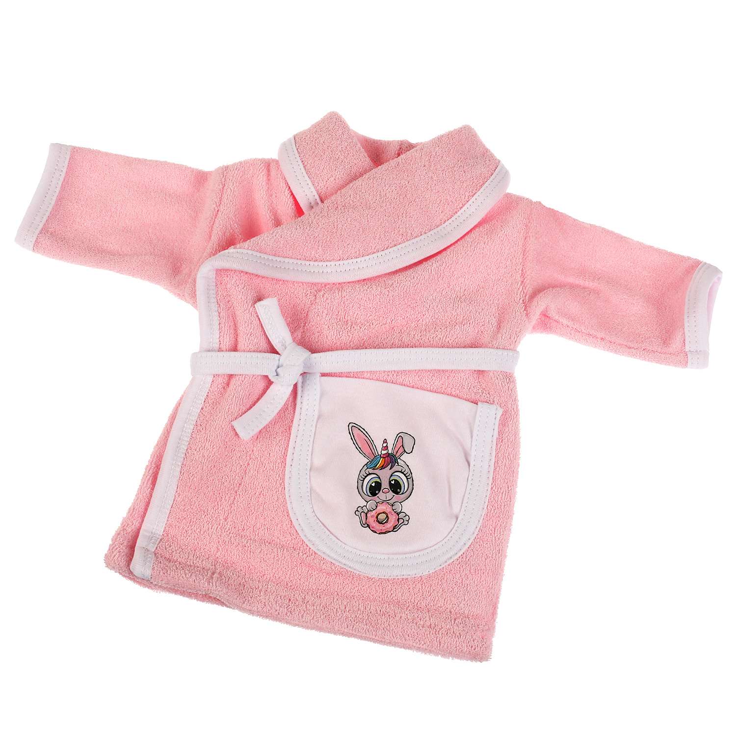Одежда для кукол Карапуз 40-42 см розовый халат зайка 334998 - фото 1