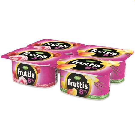 Йогурт fruttis вишневый пломбир груша-ваниль 115г с 3лет