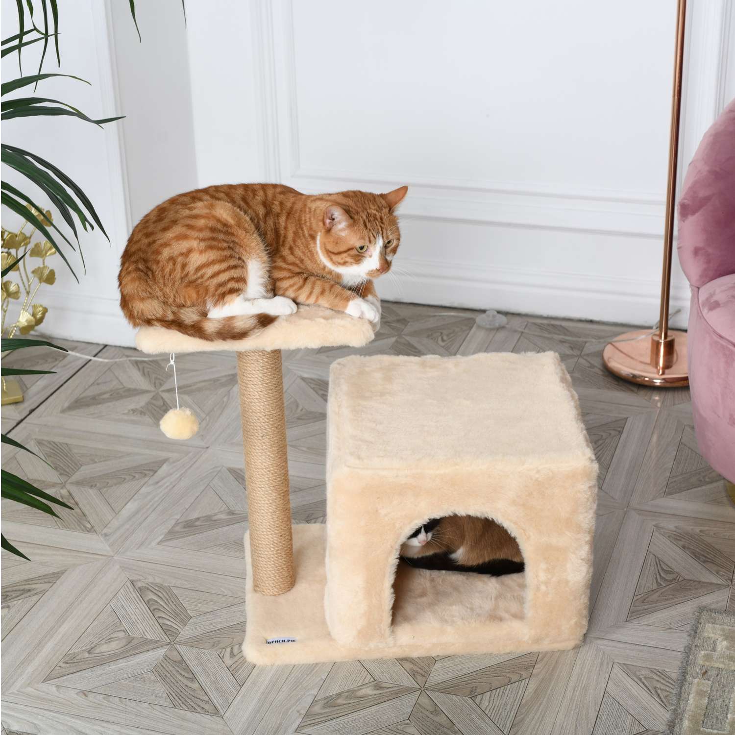 Когтеточка для кошек домик БРИСИ Бежевый - фото 2