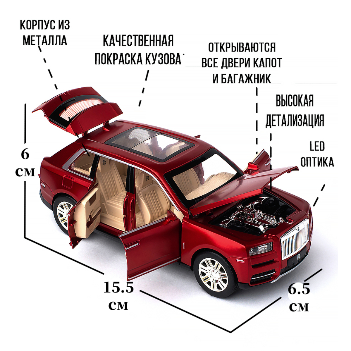 Автомобиль Che Zhi 1:24 инерционный CZ113-red - фото 3