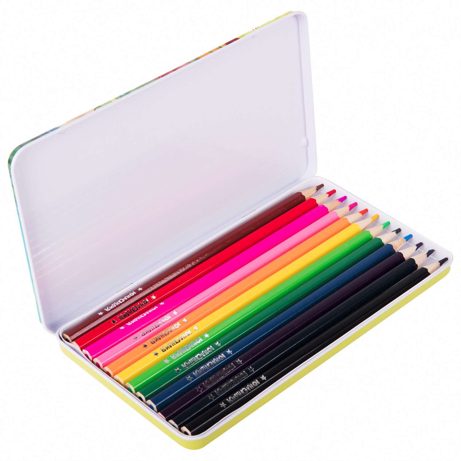 Карандаши цветные Юнландия для рисования набор 12 цветов металлический пенал - фото 6