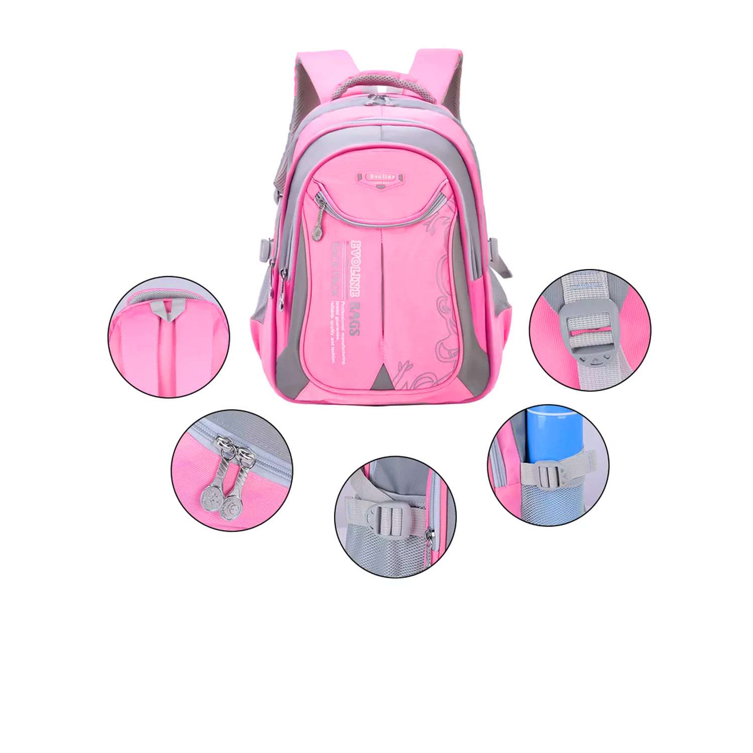 Рюкзак школьный Evoline большой розовый EVO-159-rose - фото 4