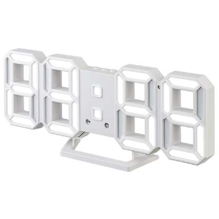 LED часы-будильник Perfeo LUMINOUS 2 белый корпус белая подсветка PF-6111
