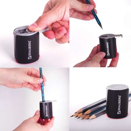 Точилка Brauberg для чернографитных и цветных карандашей с контейнером 2 штуки
